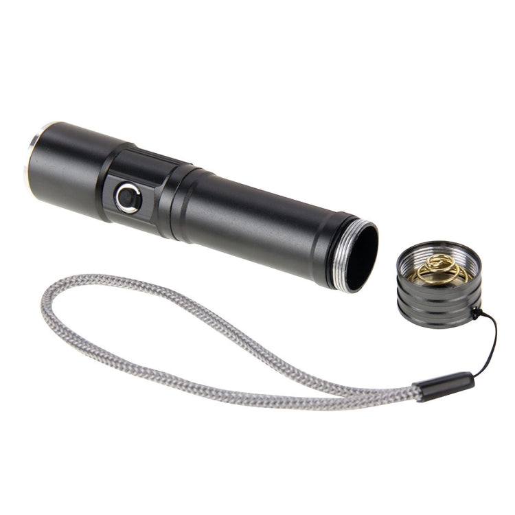 White Light Dimmable Rechargeable Flashlight , 3-Modes with Magnetic & Lanyard(Black) - LED Flashlight by buy2fix | Online Shopping UK | buy2fix