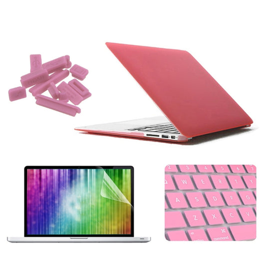 ENKAY for MacBook Air 13.3 inch (US Version) 4 in 1 Frosted Hard Shell Plastic Protective Case with Screen Protector & Keyboard Guard & Anti-dust Plugs(Pink) - MacBook Air Cases by ENKAY | Online Shopping UK | buy2fix