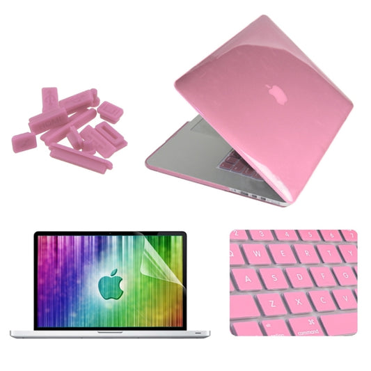 ENKAY for MacBook Pro Retina 15.4 inch (US Version) / A1398 4 in 1 Crystal Hard Shell Plastic Protective Case with Screen Protector & Keyboard Guard & Anti-dust Plugs(Pink) - MacBook Pro Cases by ENKAY | Online Shopping UK | buy2fix