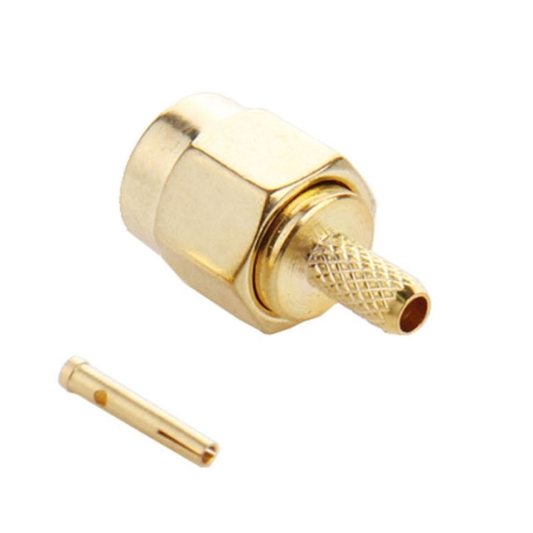 10 PCS Gold Plated Crimp RP-SMA Male Plug Pin RF Connector Adapter - Connectors by buy2fix | Online Shopping UK | buy2fix
