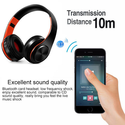 LPT660 Wireless Folding Sports Stereo Music Bluetooth Phones Earphones Support TF Card (Orange) - Headset & Headphone by buy2fix | Online Shopping UK | buy2fix