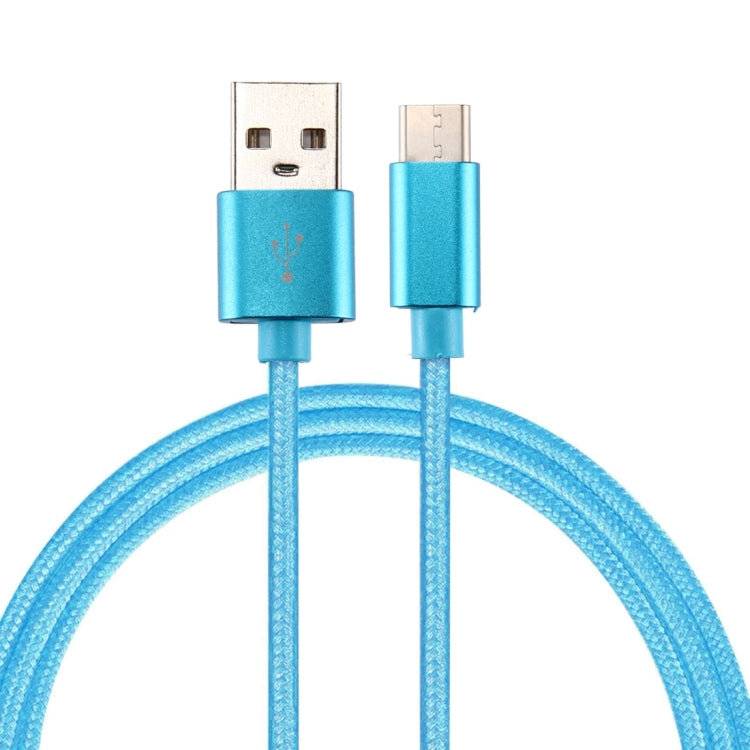 Knit Texture USB to USB-C / Type-C Data Sync Charging Cable, Cable Length: 1m, 3A Total Output, 2A Transfer Data(Blue) - USB-C & Type-C Cable by buy2fix | Online Shopping UK | buy2fix