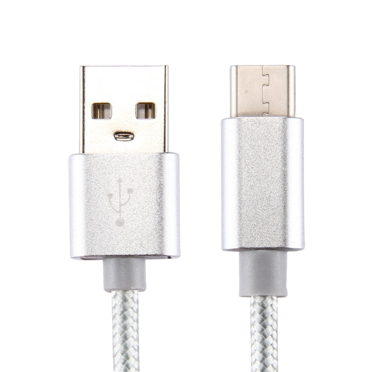Knit Texture USB to USB-C / Type-C Data Sync Charging Cable, Cable Length: 1m, 3A Total Output, 2A Transfer Data(Silver) - USB-C & Type-C Cable by buy2fix | Online Shopping UK | buy2fix