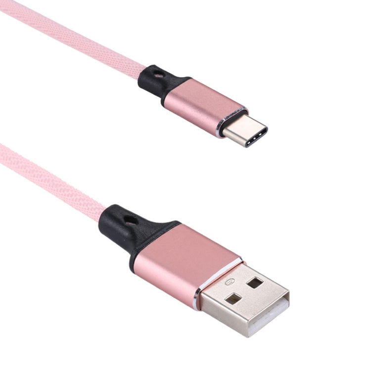 1m 2A Output USB to USB-C / Type-C Nylon Weave Style Data Sync Charging Cable(Pink) - USB-C & Type-C Cable by buy2fix | Online Shopping UK | buy2fix