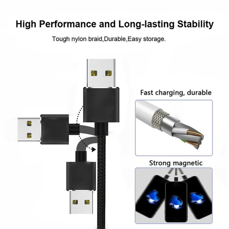 USB to 8 Pin Magnetic Metal Connector Nylon Two-color Braided Magnetic Data Cable, Cable Length: 1m(Red) - Charging Cable & Head by buy2fix | Online Shopping UK | buy2fix