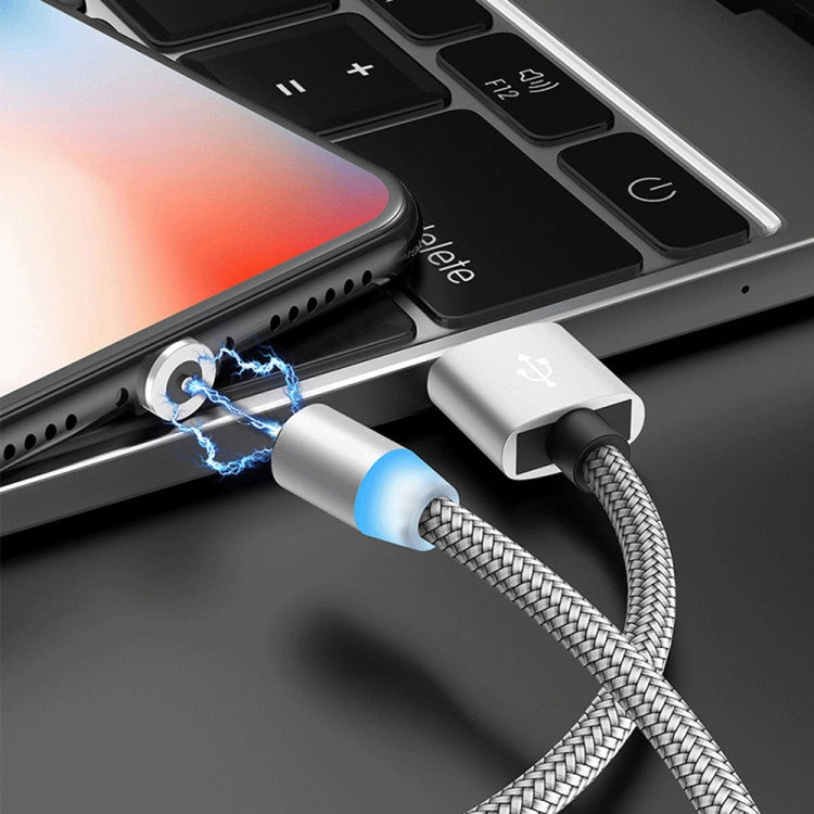 USB to 8 Pin Magnetic Metal Connector Nylon Two-color Braided Magnetic Data Cable, Cable Length: 1m(Silver) - Charging Cable & Head by buy2fix | Online Shopping UK | buy2fix