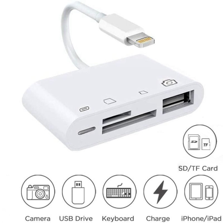 ZS-S1827 4 in 1 SD Card + TF Card + 8 Pin Charge + USB Interface to 8 Pin Interface Camera Reader Adapter, Support All iOS System - Converter & Adapter by buy2fix | Online Shopping UK | buy2fix