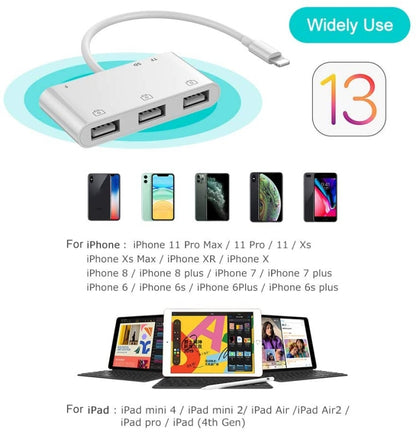 ZS-S1852 6 in 1 3 USB Female to 8 Pin Male OTG Camera Card Reader Adapter with SD & TF Card & 8 Pin Charging Interface, Support All iOS System - Converter & Adapter by buy2fix | Online Shopping UK | buy2fix