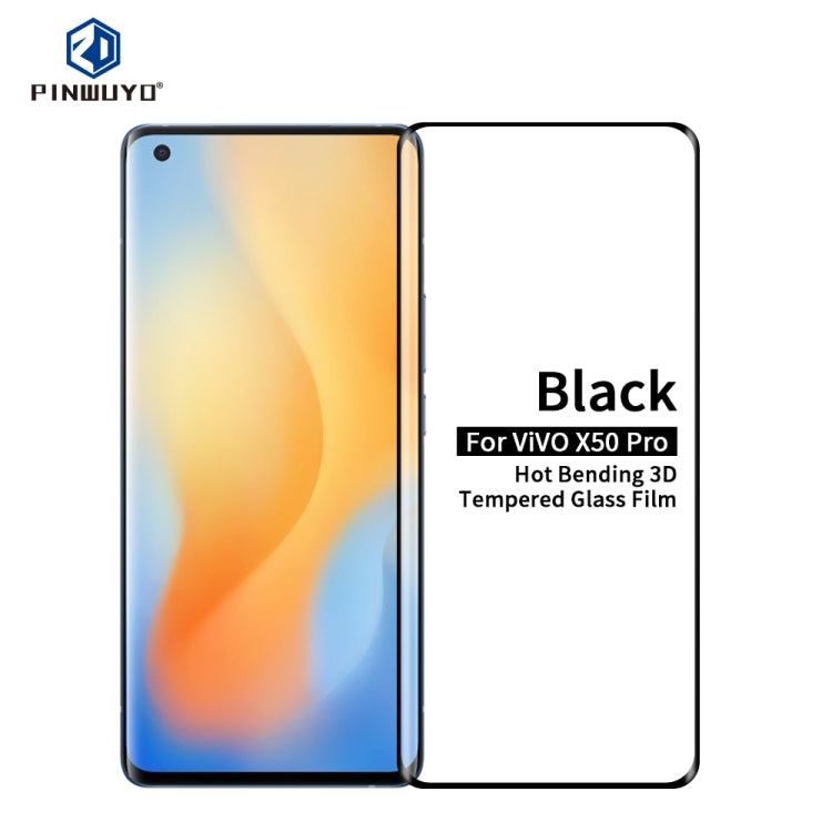 For vivo X50 Pro PINWUYO 9H 3D Hot Bending Tempered Glass Film(Black) - vivo Tempered Glass by PINWUYO | Online Shopping UK | buy2fix