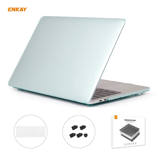 ENKAY 3 in 1 Crystal Laptop Protective Case + US Version TPU Keyboard Film + Anti-dust Plugs Set for MacBook Pro 13.3 inch A1708 (without Touch Bar)(Green) - MacBook Pro Cases by ENKAY | Online Shopping UK | buy2fix