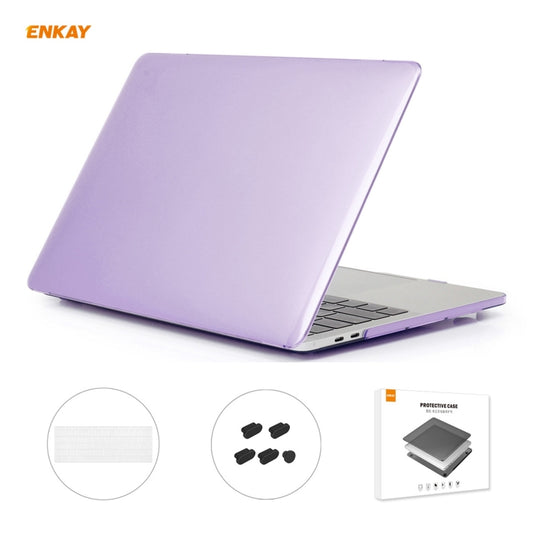 ENKAY 3 in 1 Crystal Laptop Protective Case + US Version TPU Keyboard Film + Anti-dust Plugs Set for MacBook Pro 13.3 inch A1708 (without Touch Bar)(Purple) - MacBook Pro Cases by ENKAY | Online Shopping UK | buy2fix