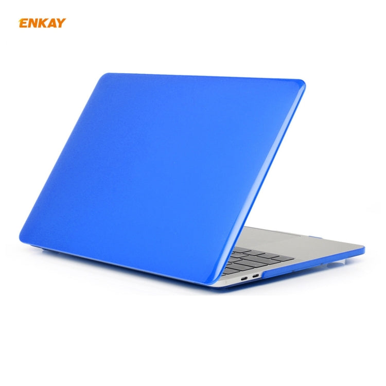 ENKAY 3 in 1 Crystal Laptop Protective Case + EU Version TPU Keyboard Film + Anti-dust Plugs Set for MacBook Pro 13.3 inch A1706 / A1989 / A2159 (with Touch Bar)(Dark Blue) - MacBook Pro Cases by ENKAY | Online Shopping UK | buy2fix