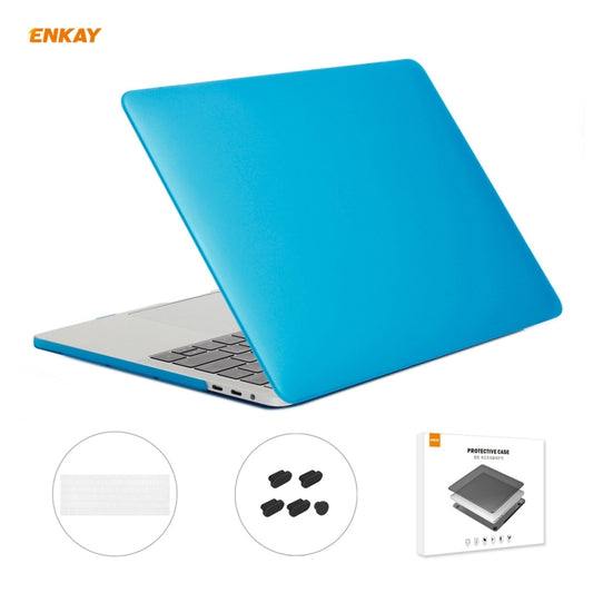 ENKAY 3 in 1 Matte Laptop Protective Case + EU Version TPU Keyboard Film + Anti-dust Plugs Set for MacBook Pro 13.3 inch A1706 / A1989 / A2159 (with Touch Bar)(Light Blue) - MacBook Pro Cases by ENKAY | Online Shopping UK | buy2fix
