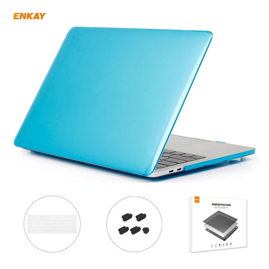 ENKAY 3 in 1 Crystal Laptop Protective Case + US Version TPU Keyboard Film + Anti-dust Plugs Set for MacBook Pro 13.3 inch A1706 / A1989 / A2159 (with Touch Bar)(Light Blue) - MacBook Pro Cases by ENKAY | Online Shopping UK | buy2fix