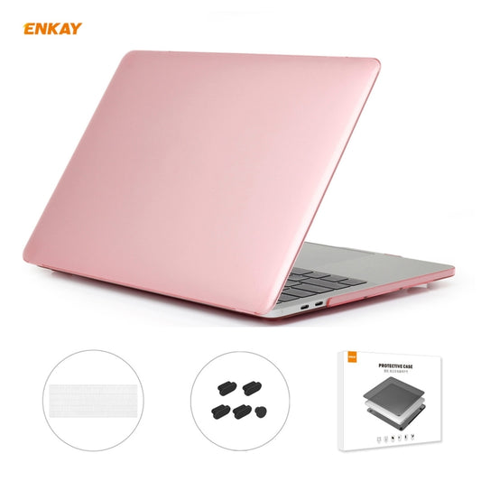 ENKAY 3 in 1 Crystal Laptop Protective Case + US Version TPU Keyboard Film + Anti-dust Plugs Set for MacBook Pro 13.3 inch A1706 / A1989 / A2159 (with Touch Bar)(Pink) - MacBook Pro Cases by ENKAY | Online Shopping UK | buy2fix