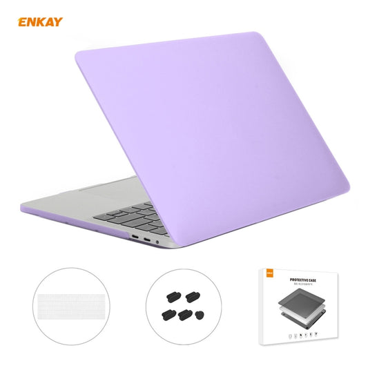 ENKAY 3 in 1 Matte Laptop Protective Case + US Version TPU Keyboard Film + Anti-dust Plugs Set for MacBook Pro 13.3 inch A1708 (without Touch Bar)(Purple) - MacBook Pro Cases by ENKAY | Online Shopping UK | buy2fix