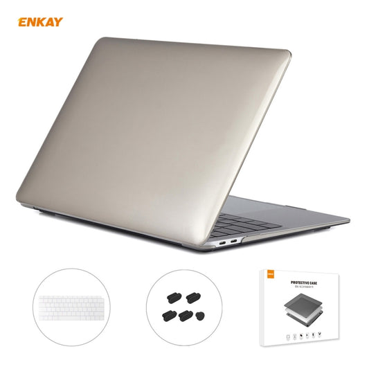 ENKAY 3 in 1 Crystal Laptop Protective Case + US Version TPU Keyboard Film + Anti-dust Plugs Set for MacBook Air 13.3 inch A1932 (2018)(Grey) - MacBook Air Cases by WIWU | Online Shopping UK | buy2fix