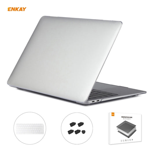 For MacBook Air 13.3 inch A1932 2018 ENKAY 3 in 1 Crystal Laptop Protective Case and EU Version TPU Keyboard Film and Anti-dust Plugs Set(Transparent) - MacBook Air Cases by ENKAY | Online Shopping UK | buy2fix