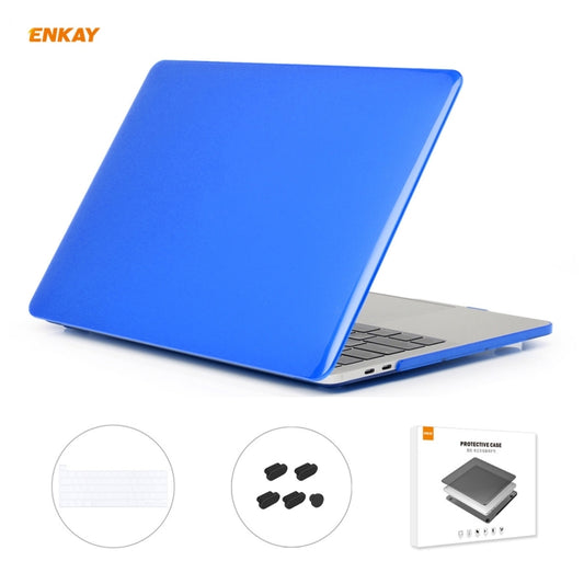 ENKAY 3 in 1 Crystal Laptop Protective Case + US Version TPU Keyboard Film + Anti-dust Plugs Set for MacBook Pro 13.3 inch A2251 & A2289 & A2338 (with Touch Bar)(Dark Blue) - MacBook Pro Cases by ENKAY | Online Shopping UK | buy2fix