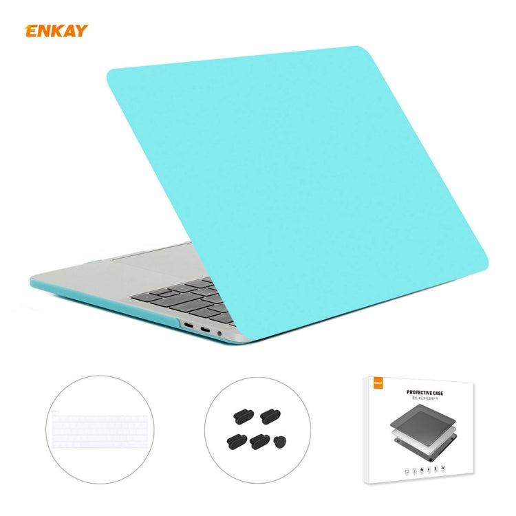 ENKAY 3 in 1 Matte Laptop Protective Case + EU Version TPU Keyboard Film + Anti-dust Plugs Set for MacBook Pro 16 inch A2141 (with Touch Bar)(Cyan) - MacBook Pro Cases by ENKAY | Online Shopping UK | buy2fix