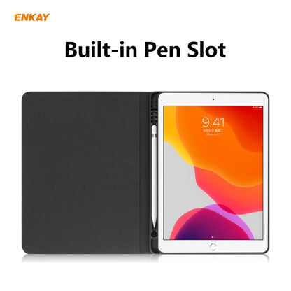 For iPad 10.2 2021 / 2020 / 2019 ENKAY ENK-8023 Cow Texture PU Leather + TPU Smart Case with Pen Slot(Grey) - iPad 10.2 Cases by ENKAY | Online Shopping UK | buy2fix