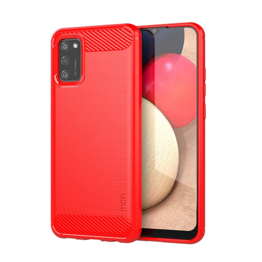 For Samsung Galaxy A02s/M02s/F02s(EU Version) MOFI Gentleness Series Brushed Texture Carbon Fiber Soft TPU Case(Red) - Galaxy Phone Cases by MOFI | Online Shopping UK | buy2fix