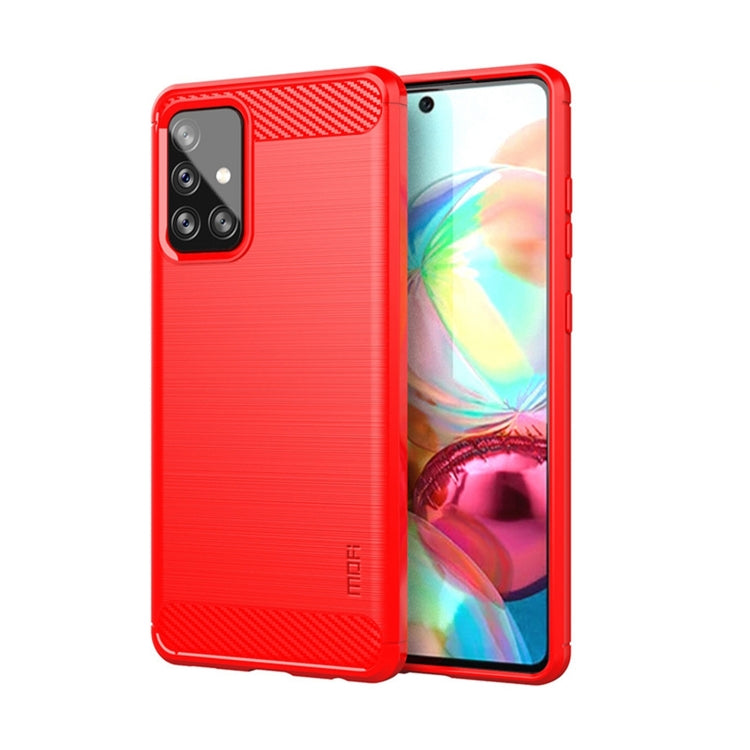 For Samsung Galaxy A72 5G/4G MOFI Gentleness Series Brushed Texture Carbon Fiber Soft TPU Case(Red) - Galaxy Phone Cases by MOFI | Online Shopping UK | buy2fix