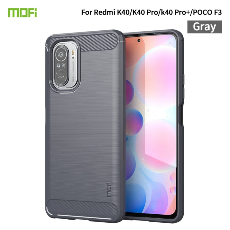 For Xiaomi Redmi K40 / K40 Pro / K40 Pro+ / Poco F3 MOFI Gentleness Series Brushed Texture Carbon Fiber Soft TPU Case(Grey) - Xiaomi Cases by MOFI | Online Shopping UK | buy2fix