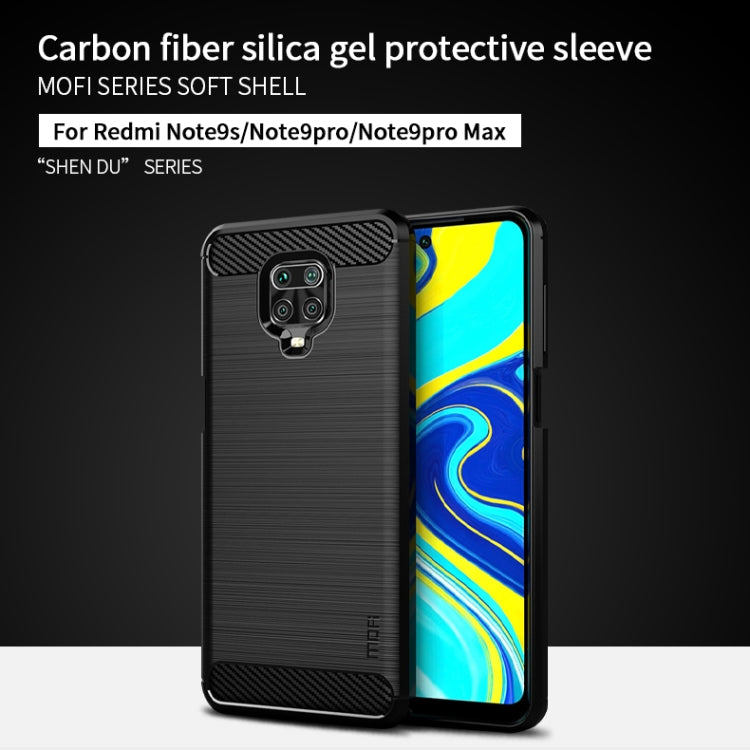 For Xiaomi Redmi Note 9s / Note 9 Pro / Note 9 Pro Max / Foco M2 Pro MOFI Gentleness Series Brushed Texture Carbon Fiber Soft TPU Case(Blue) - Xiaomi Cases by MOFI | Online Shopping UK | buy2fix