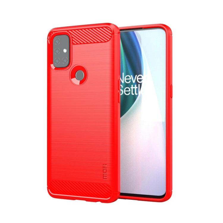 For OnePlus Nord N10 5G MOFI Gentleness Series Brushed Texture Carbon Fiber Soft TPU Case(Red) - OnePlus Cases by MOFI | Online Shopping UK | buy2fix