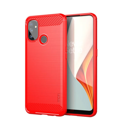 For OnePlus Nord N100 MOFI Gentleness Series Brushed Texture Carbon Fiber Soft TPU Case(Red) - OnePlus Cases by MOFI | Online Shopping UK | buy2fix