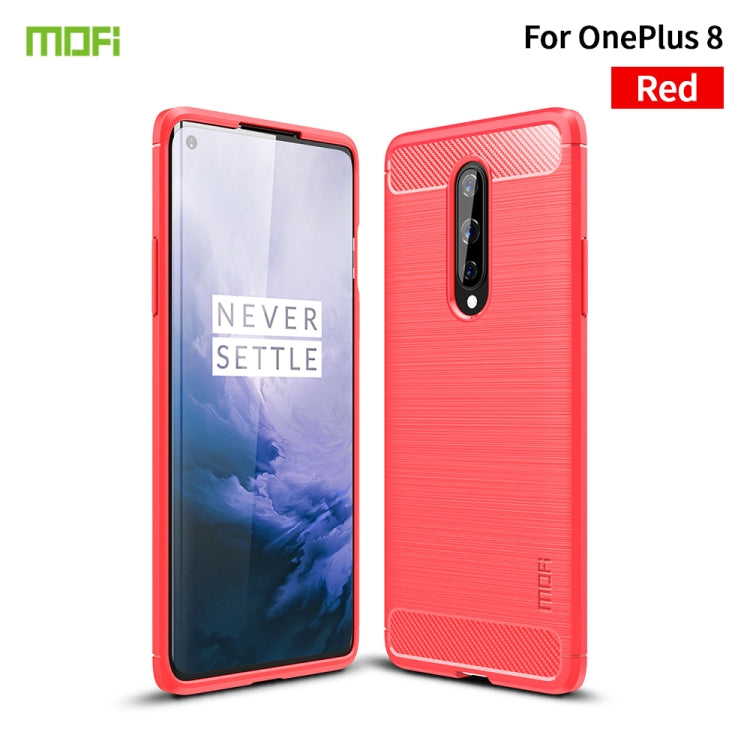 For OnePlus 8 MOFI Gentleness Series Brushed Texture Carbon Fiber Soft TPU Case(Red) - OnePlus Cases by MOFI | Online Shopping UK | buy2fix