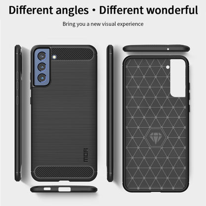 For Samsung Galaxy S21 FE MOFI Gentleness Series Brushed Texture Carbon Fiber Soft TPU Case(Gray) - Galaxy Phone Cases by MOFI | Online Shopping UK | buy2fix