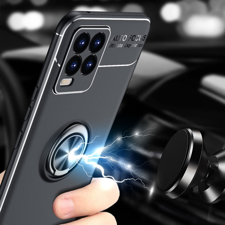 For OPPO Realme 8 / 8 Pro Metal Ring Holder 360 Degree Rotating TPU Case(Black+Black) - Realme Cases by buy2fix | Online Shopping UK | buy2fix
