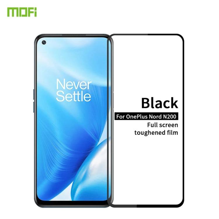 For OnePlus Nord N200 MOFI 9H 2.5D Full Screen Tempered Glass Film(Black) - OnePlus Tempered Glass by MOFI | Online Shopping UK | buy2fix