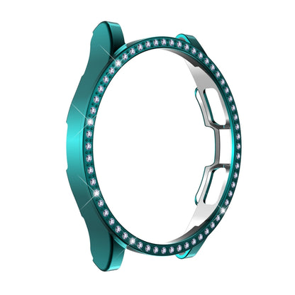 For Samsung Galaxy Watch4 Classic 42mm ENKAY Hat-Prince 2 in 1 Full Coverage Electroplated PC Case with Decorative Diamond + Tempered Glass Protector(Cyan) - Watch Cases by ENKAY | Online Shopping UK | buy2fix