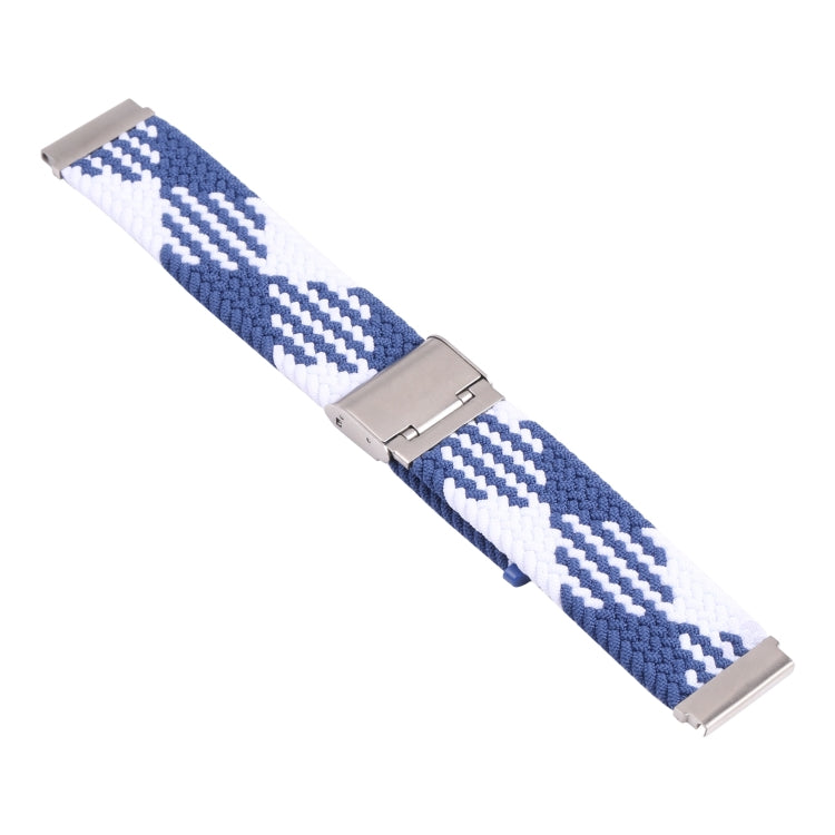 For Samsung Galaxy Watch 4 / Watch 5 20mm Nylon Braided Metal Buckle Watch Band(Z Blue White) - Watch Bands by buy2fix | Online Shopping UK | buy2fix