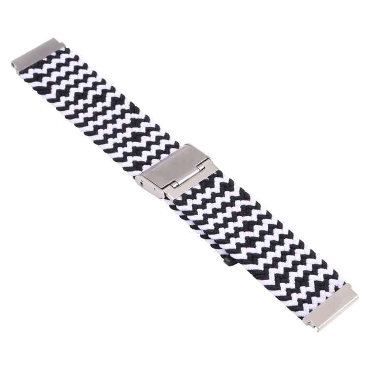 For Samsung Galaxy Watch 4 / Watch 5 20mm Nylon Braided Metal Buckle Watch Band(W Black White) - Watch Bands by buy2fix | Online Shopping UK | buy2fix