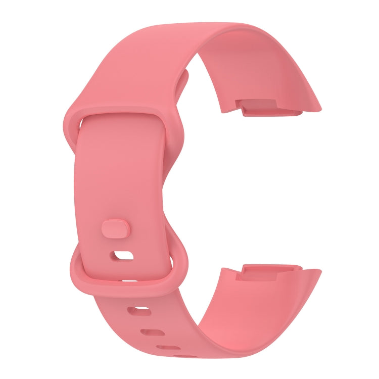 For Fitbit Charge 5 Monochromatic Silicone Watch Band, Size: Small Size(Pink) - Watch Bands by buy2fix | Online Shopping UK | buy2fix