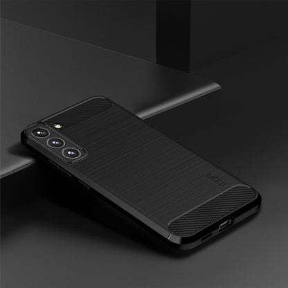 For Samsung Galaxy S22+ 5G MOFI Gentleness Series Brushed Texture Carbon Fiber Soft TPU Case(Black) - Galaxy S22+ 5G Cases by MOFI | Online Shopping UK | buy2fix