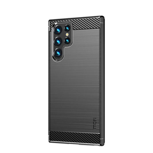 For Samsung Galaxy S22 Ultra 5G MOFI Gentleness Series Brushed Texture Carbon Fiber Soft TPU Case(Black) - Galaxy S22 Ultra 5G Cases by MOFI | Online Shopping UK | buy2fix