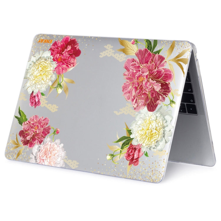 ENKAY Flower Series Pattern Laotop Protective Crystal Case For MacBook Pro 13.3 inch A1706 / A1708 / A1989 / A2159(Paeonia) - MacBook Pro Cases by ENKAY | Online Shopping UK | buy2fix