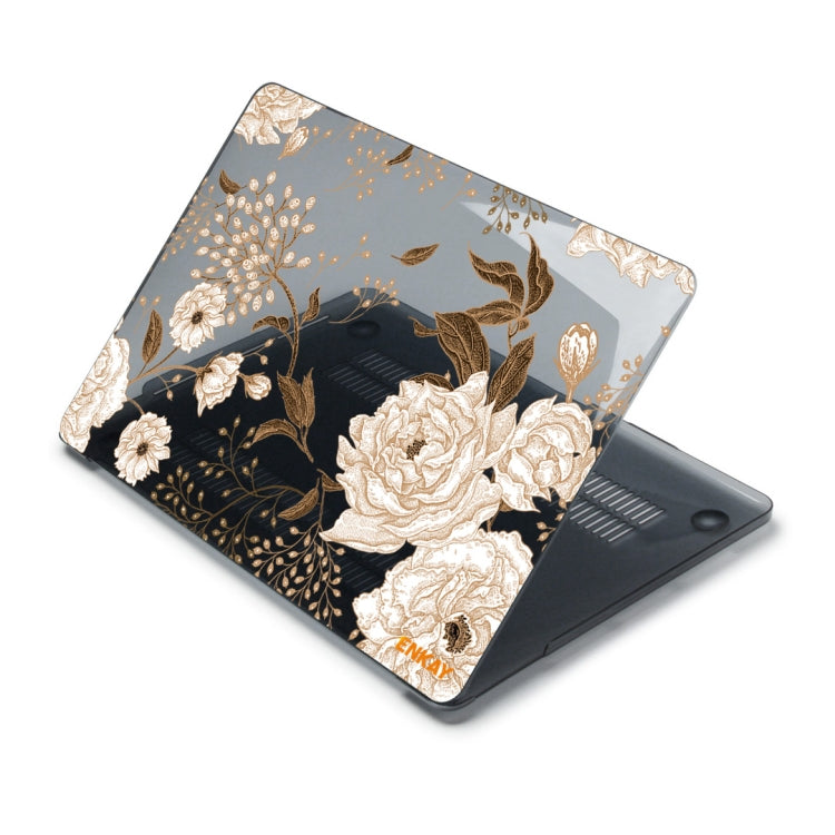 ENKAY Vintage Pattern Series Laotop Protective Crystal Case For MacBook Pro 14.2 inch A2442 (2021)(Golden Peony) - MacBook Pro Cases by ENKAY | Online Shopping UK | buy2fix