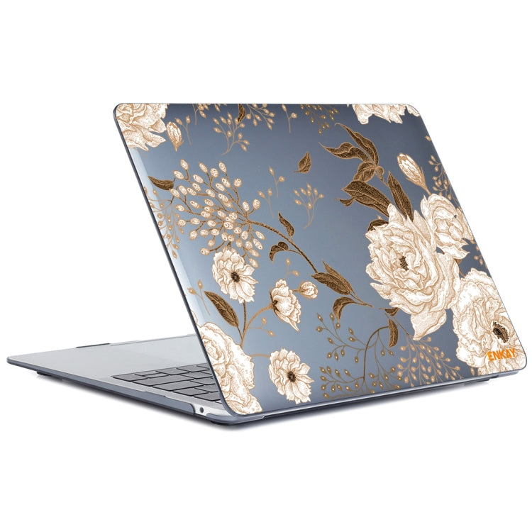 ENKAY Vintage Pattern Series Laotop Protective Crystal Case For MacBook Pro 14.2 inch A2442 (2021)(Golden Peony) - MacBook Pro Cases by ENKAY | Online Shopping UK | buy2fix