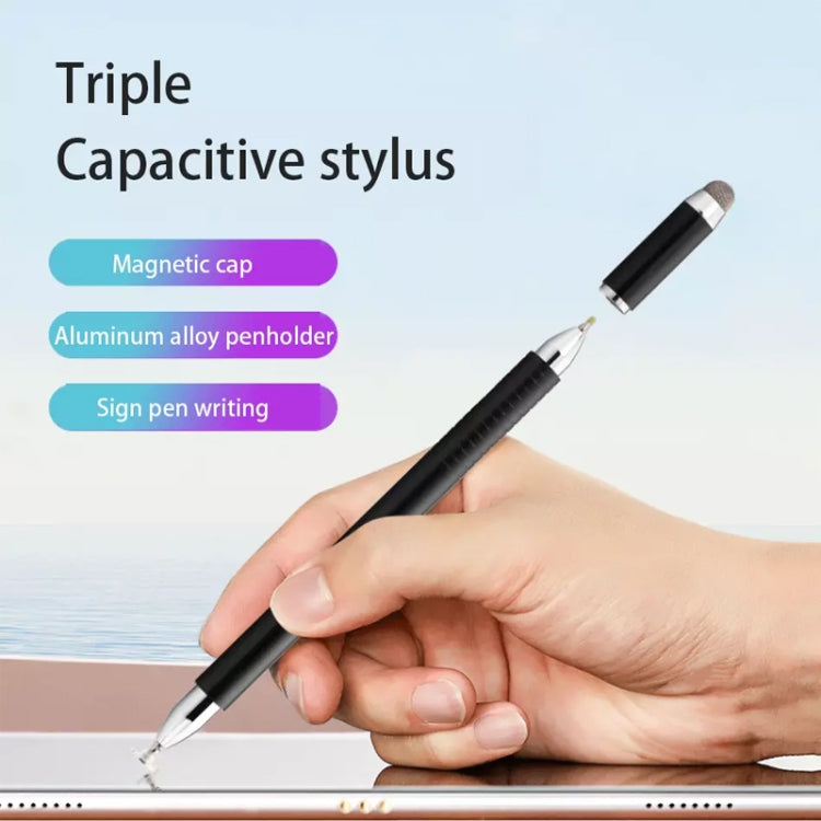 AT-32 3-in-1 Precision Sucker Capacitive Pen + Conductive Cloth Head + Handwriting Signature Pen Mobile Phone Touch Screen Pen with 2 Pen Head(Black) - Stylus Pen by buy2fix | Online Shopping UK | buy2fix