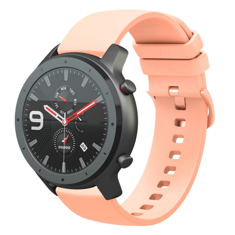 For Amazfit GTR 47mm 22mm Solid Color Soft Silicone Watch Band(Pink) - Watch Bands by buy2fix | Online Shopping UK | buy2fix