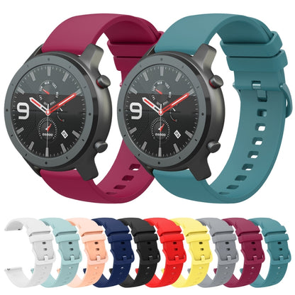 For Amazfit GTR 47mm 22mm Solid Color Soft Silicone Watch Band(Wine Red) - Watch Bands by buy2fix | Online Shopping UK | buy2fix