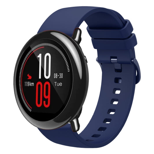 For Amazfit Pace 22mm Solid Color Soft Silicone Watch Band(Navy Blue) - Watch Bands by buy2fix | Online Shopping UK | buy2fix