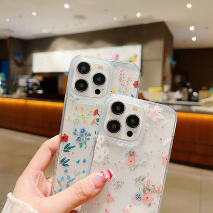 For iPhone 16 Plus Fresh Small Floral Epoxy TPU Phone Case(D02 Hand-painted Flower) - iPhone 16 Plus Cases by buy2fix | Online Shopping UK | buy2fix