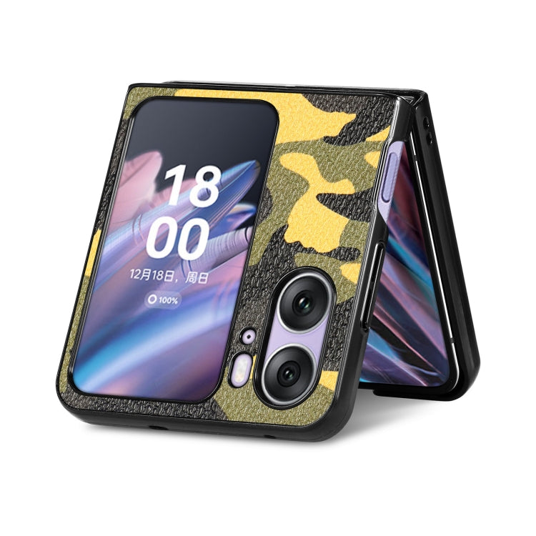 For OPPO Find N2 Flip Camouflage Leather Back Cover Phone Case(Yellow) - Find N2 Flip Cases by buy2fix | Online Shopping UK | buy2fix